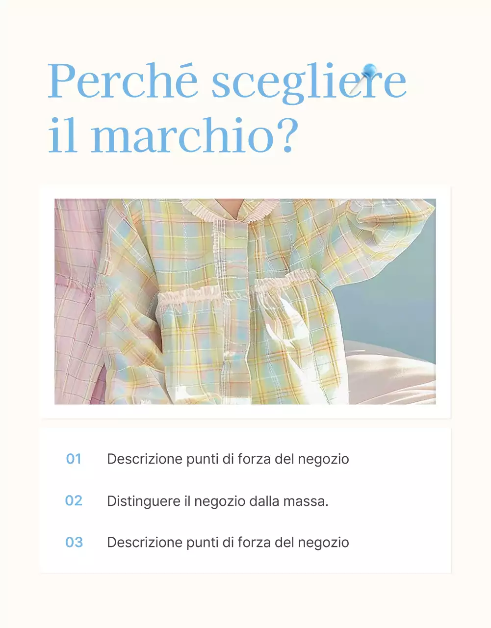 Promuovete la vostra pagina introduttiva su un centro commerciale di moda azzurro e bianco, pronto per l'estate.