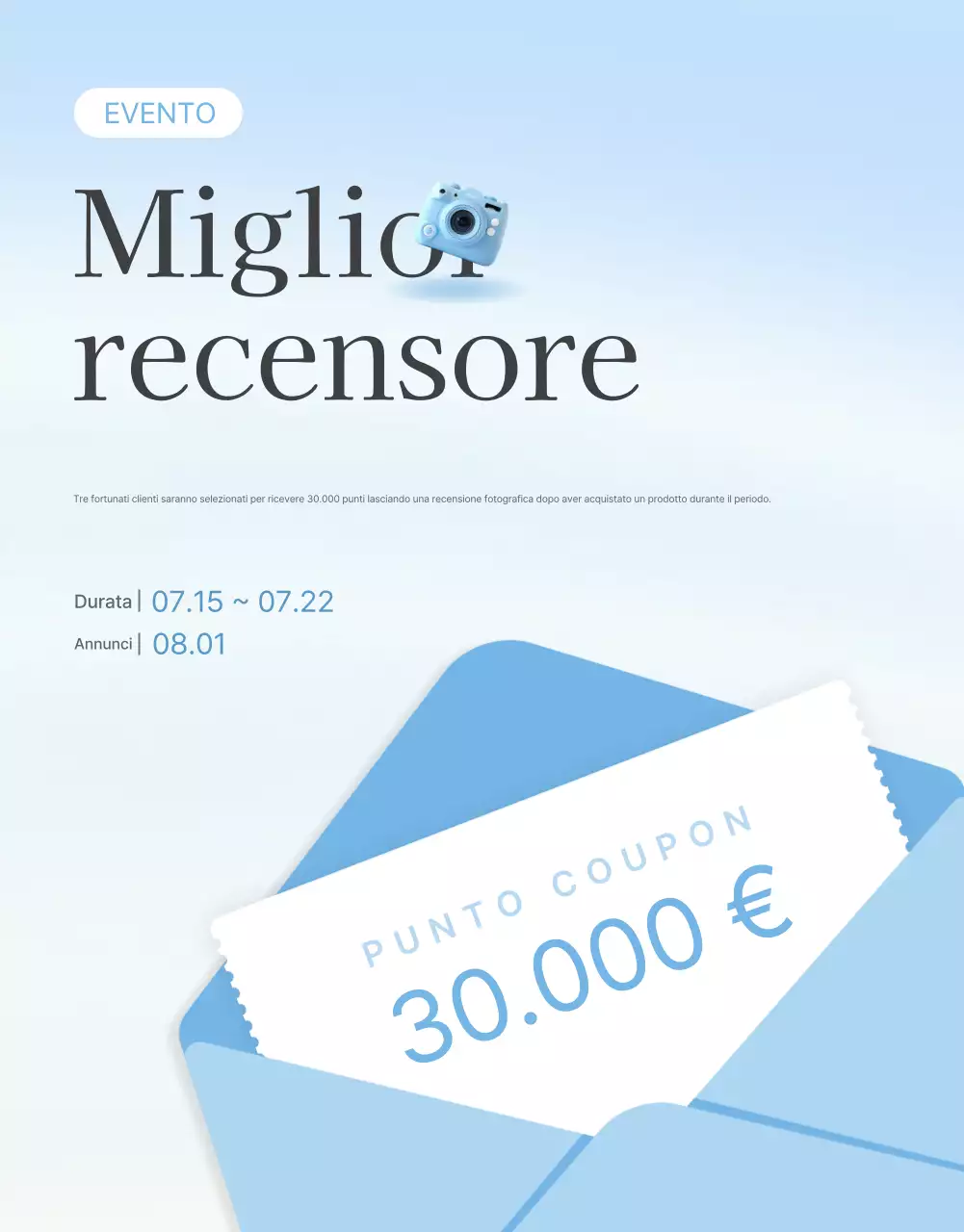 Promuovete le vostre recensioni, i vostri eventi fotografici e le vostre pagine di recensioni presso il vostro centro commerciale di moda preferito, in azzurro e bianco per l'estate.