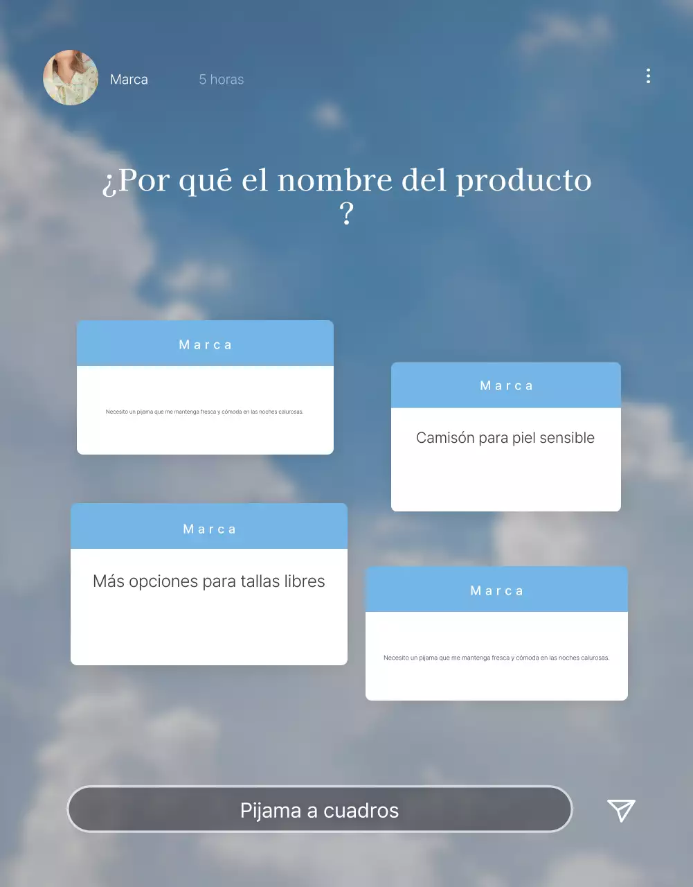 Promociona tu página de presentación en un centro comercial de moda en azul claro y blanco, listo para el verano