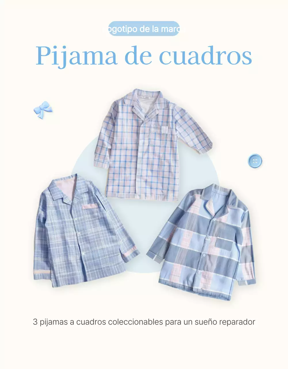 Promociona tu página de presentación en un centro comercial de moda en azul claro y blanco, listo para el verano