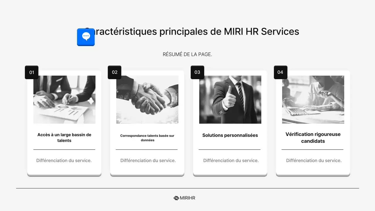 Proposition simple de service de chasse de têtes en RH en bleu et bleu clair