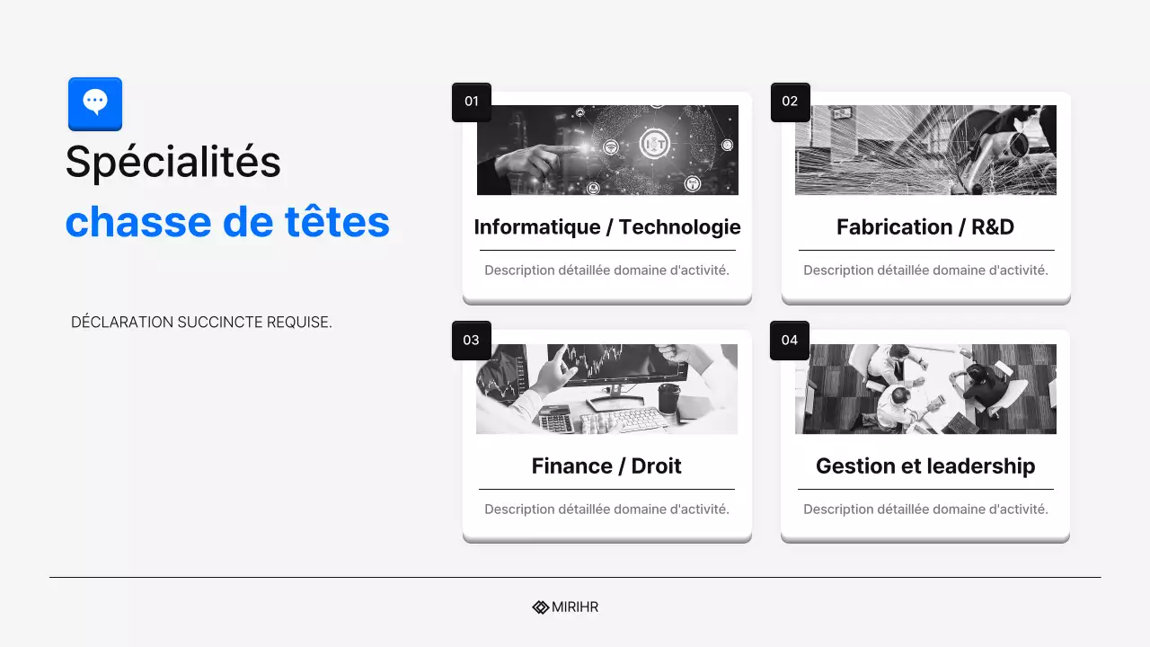 Proposition simple de service de chasse de têtes en RH en bleu et bleu clair