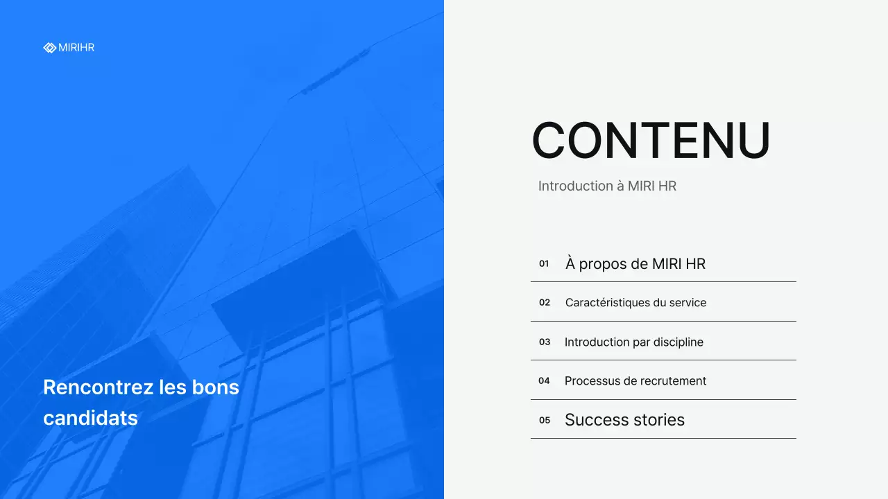 Proposition simple de service de chasse de têtes en RH en bleu et bleu clair