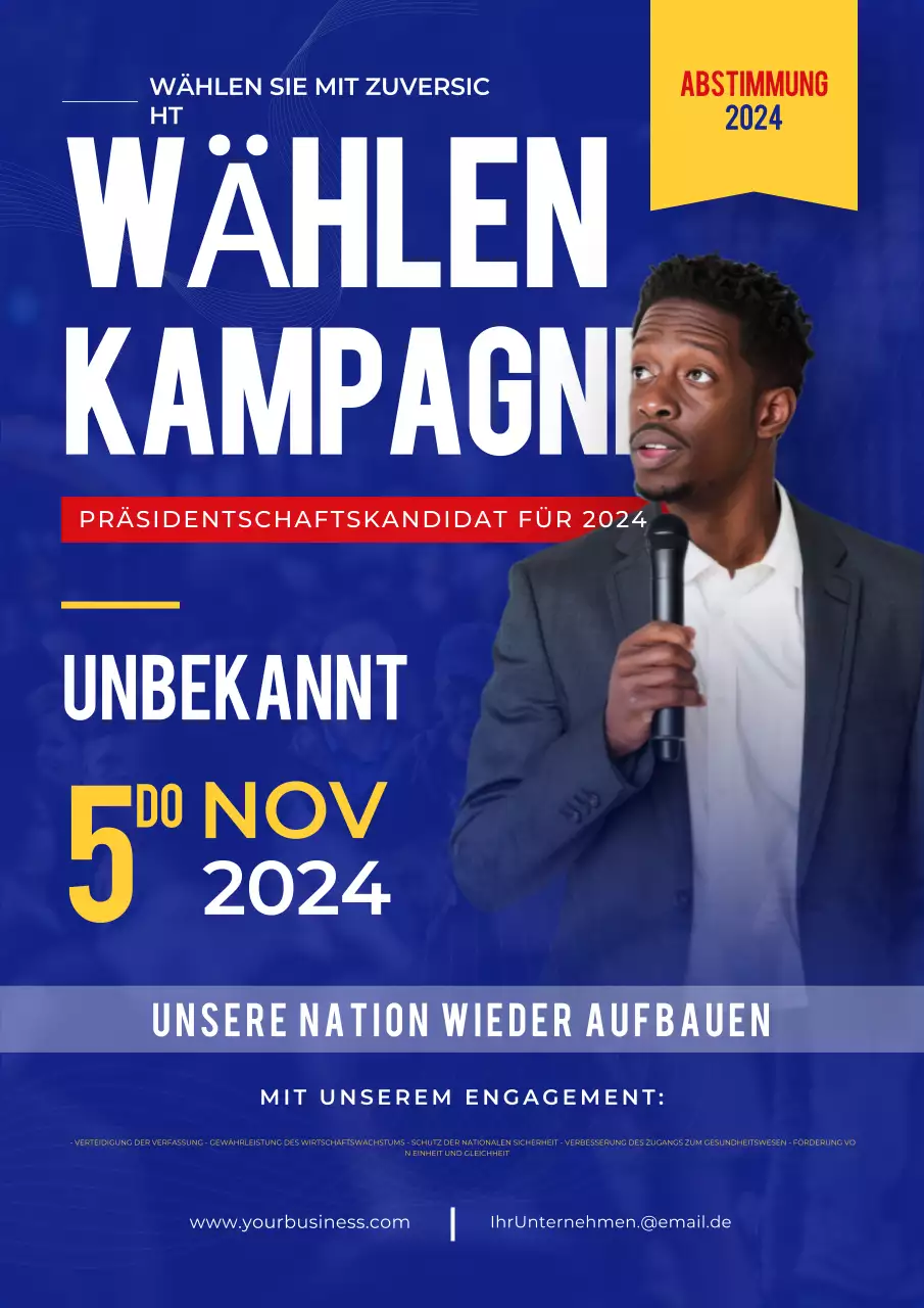 Minimalistische Wahlkampagne zur Wählerregistrierung in Rot und Blau