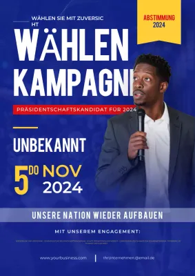 Minimalistische Wahlkampagne zur Wählerregistrierung in Rot und Blau