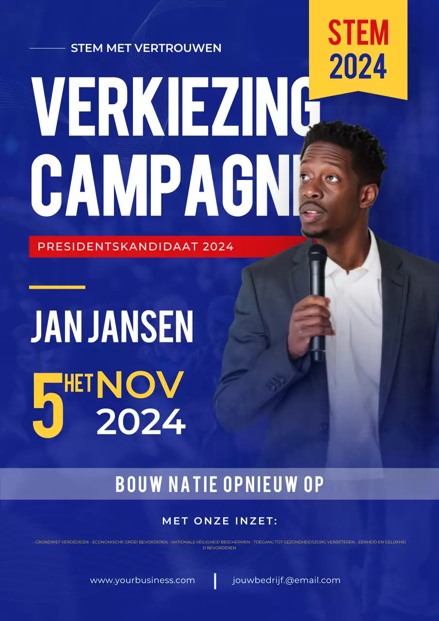 Rood en Blauw Minimalistische Kiezersregistratie Verkiezingscampagne