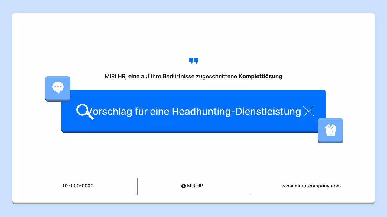 Einfacher HR Headhunting Service Vorschlag in Blau und Hellblau
