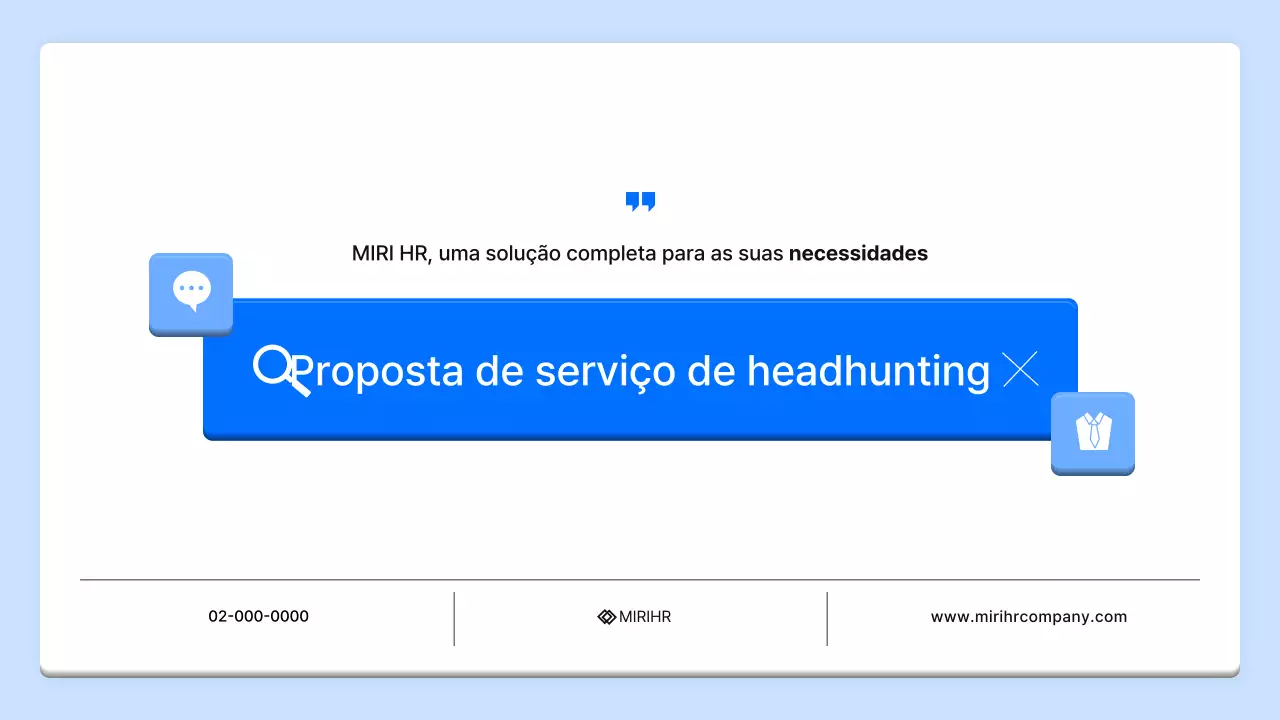 Proposta simples de serviço de headhunting para RH em azul e azul claro