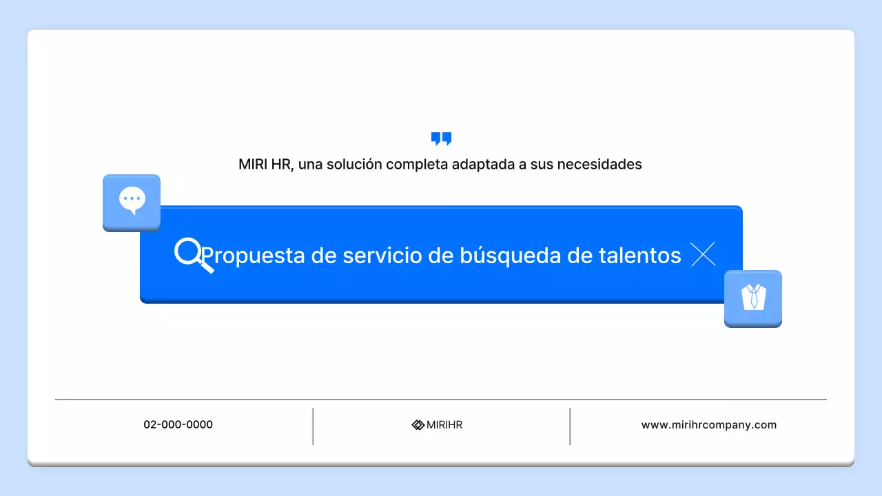 Propuesta sencilla de servicio de búsqueda de personal en azul y azul claro