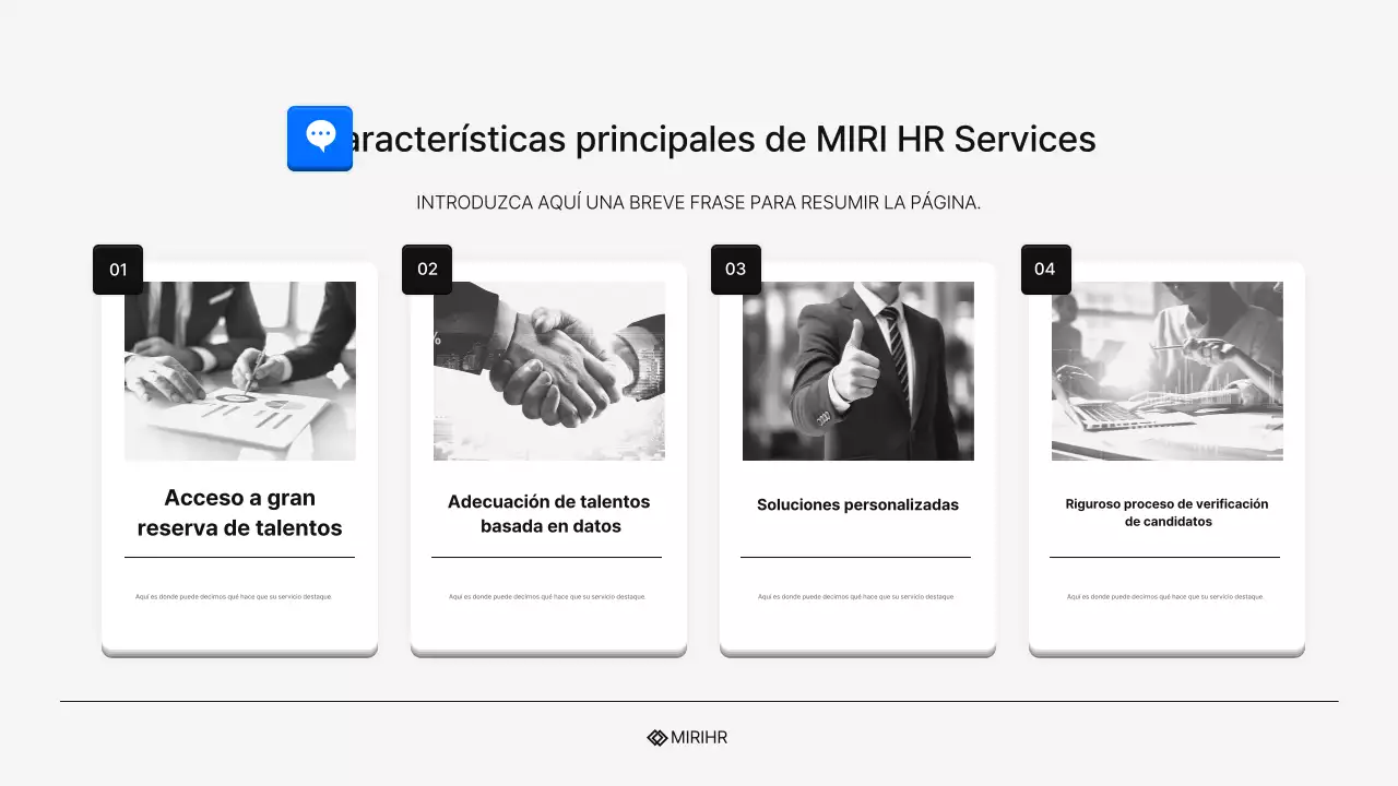 Propuesta sencilla de servicio de búsqueda de personal en azul y azul claro