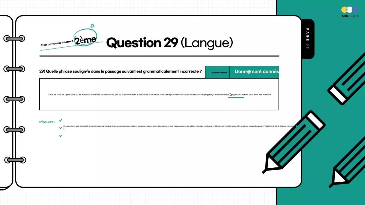 Test pratique surligné en jaune et en bleu Commentaire sur les documents de cours