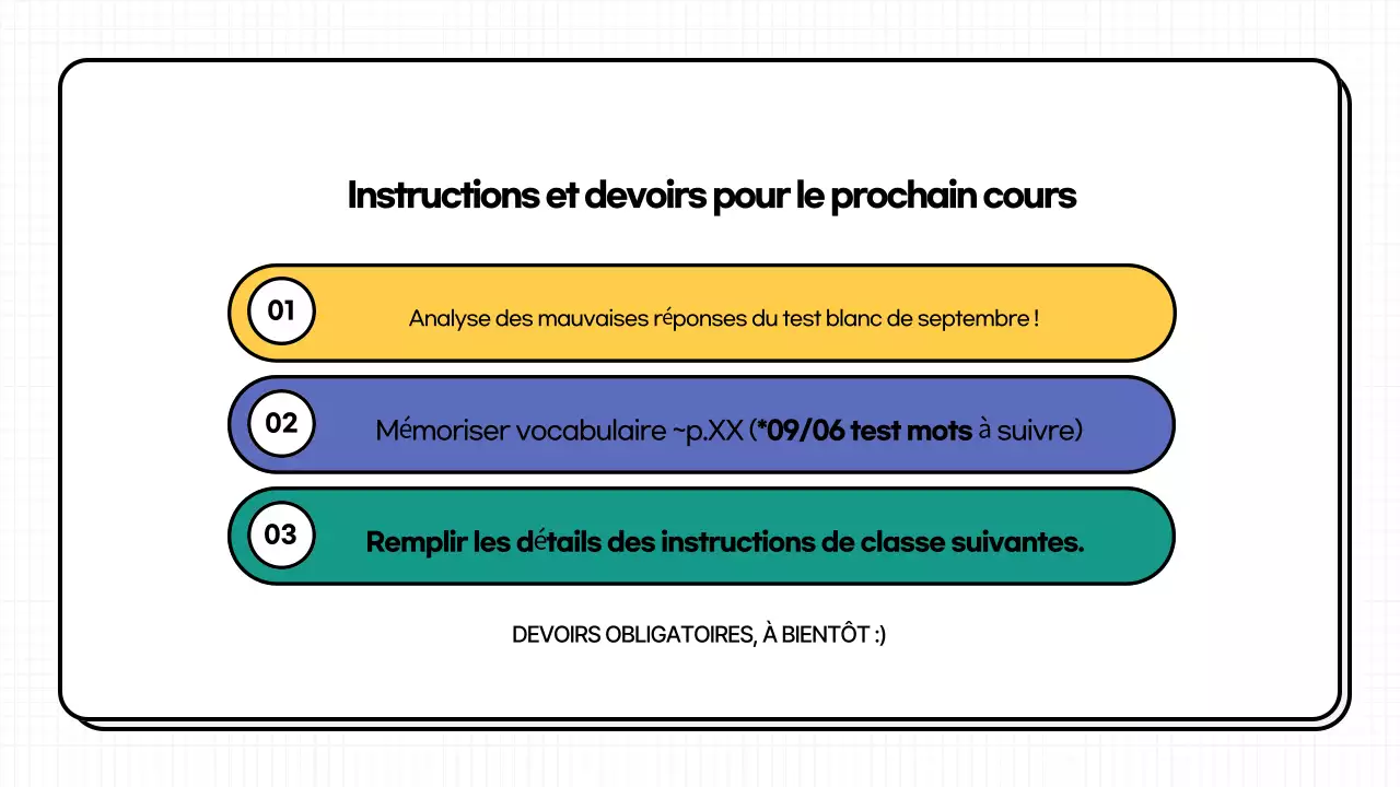 Test pratique surligné en jaune et en bleu Commentaire sur les documents de cours