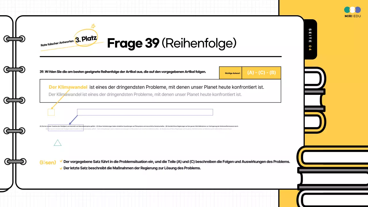 Gelb und blau hervorgehobene Übungstestkommentare Vorlesungsunterlagen