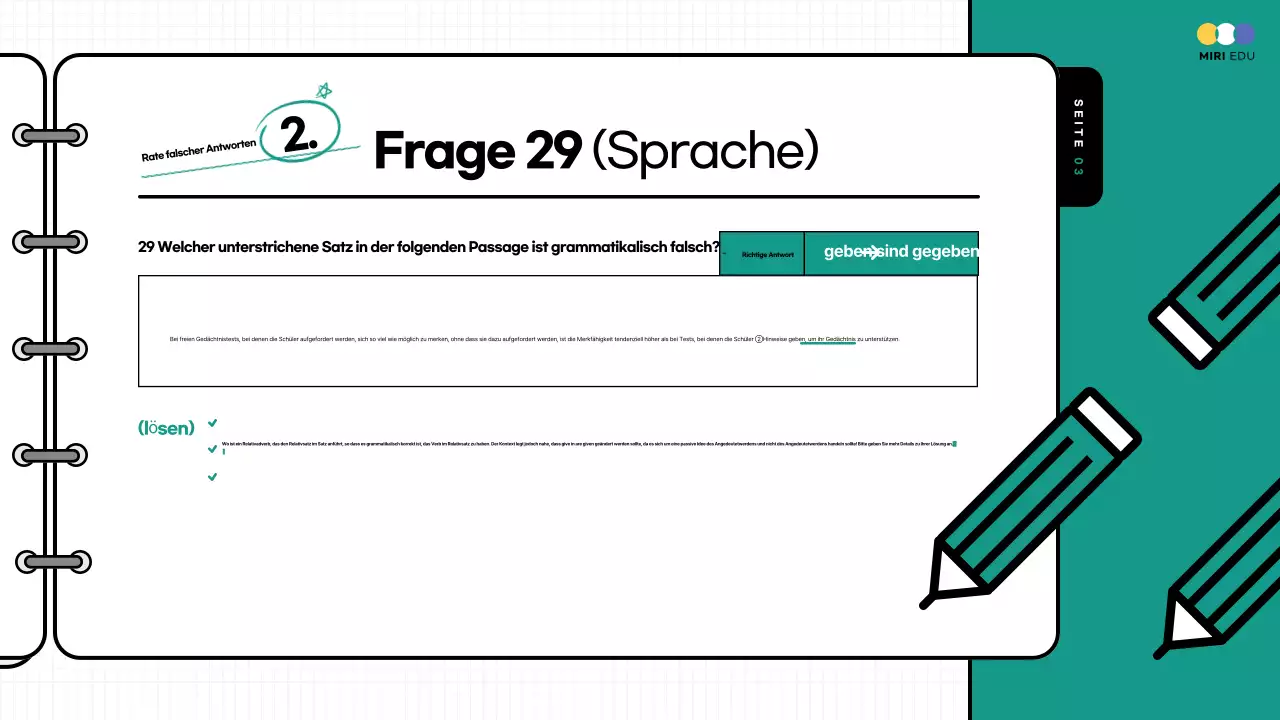 Gelb und blau hervorgehobene Übungstestkommentare Vorlesungsunterlagen