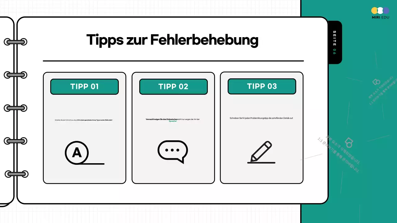 Gelb und blau hervorgehobene Übungstestkommentare Vorlesungsunterlagen