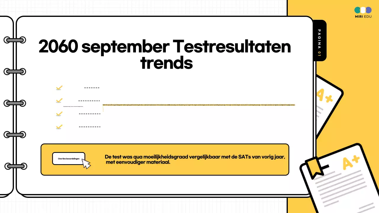 Gele en blauw gemarkeerde oefentoetsen met commentaar op lesmateriaal