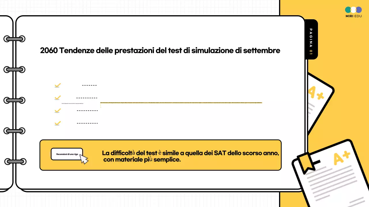 Materiale didattico di commento alla prova pratica evidenziato in giallo e in blu