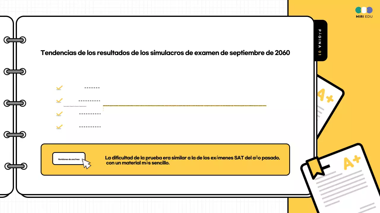 Material didáctico de los comentarios de las pruebas prácticas resaltadas en amarillo y azul