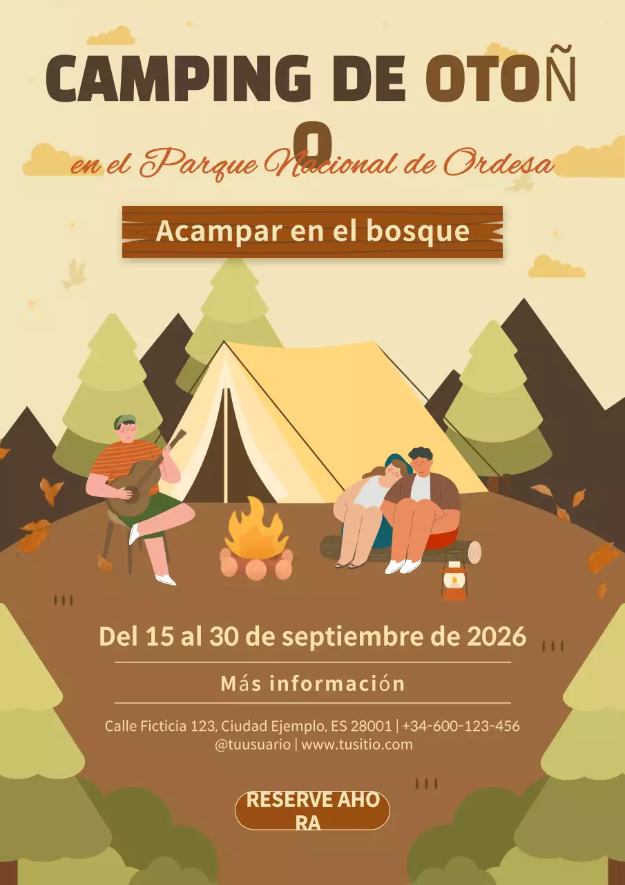Anuncio Otoño Natural Marrón y Amarillo Camping