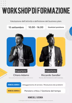 Promozione di un semplice seminario di formazione aziendale in blu e giallo