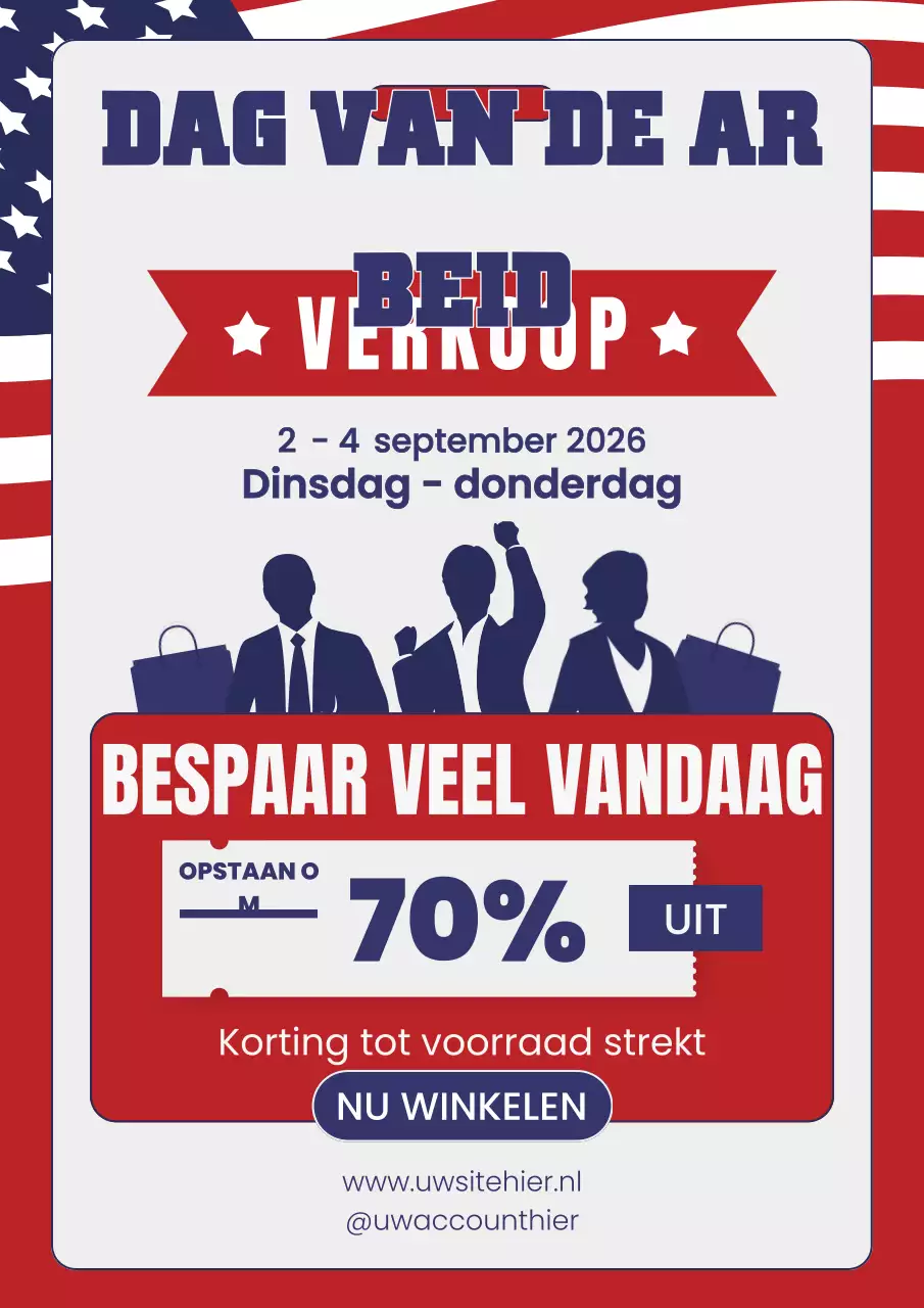 Rood en Blauw Gedurfde Advertentie voor de Dag van de Arbeid