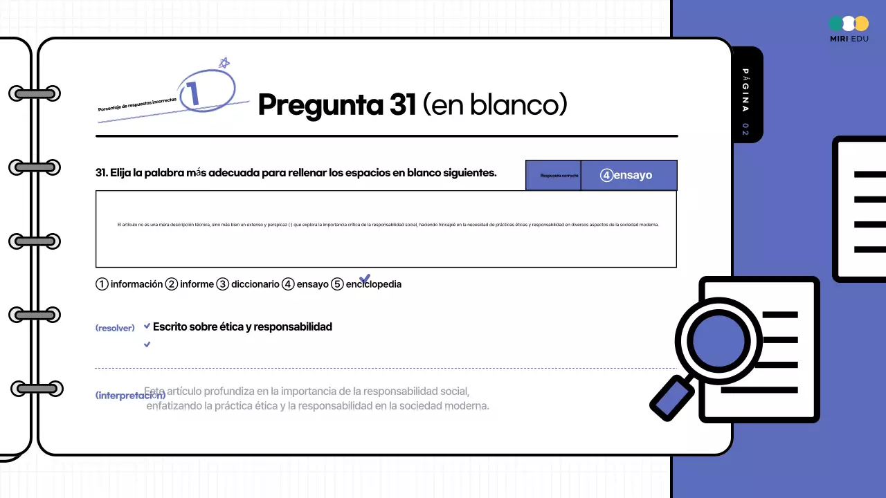 Material didáctico de los comentarios de las pruebas prácticas resaltadas en amarillo y azul