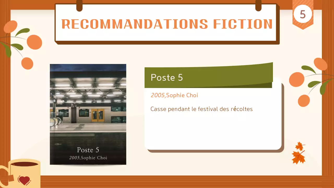 Marron et beige Guide de recommandations de livres pour l'automne