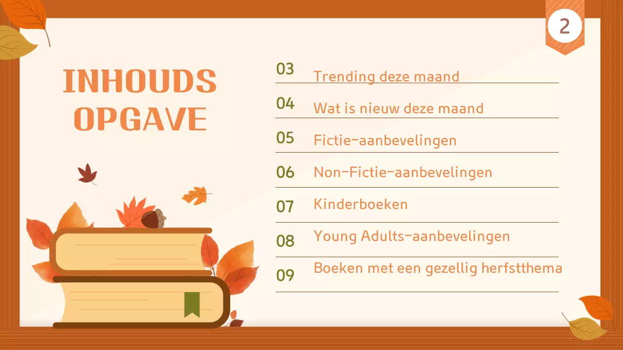 Bruin en beige eenvoudige herfst boekengids