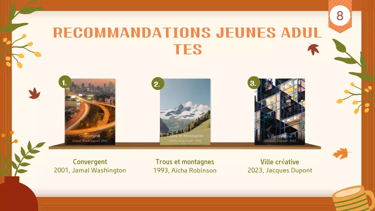 Marron et beige Guide de recommandations de livres pour l'automne