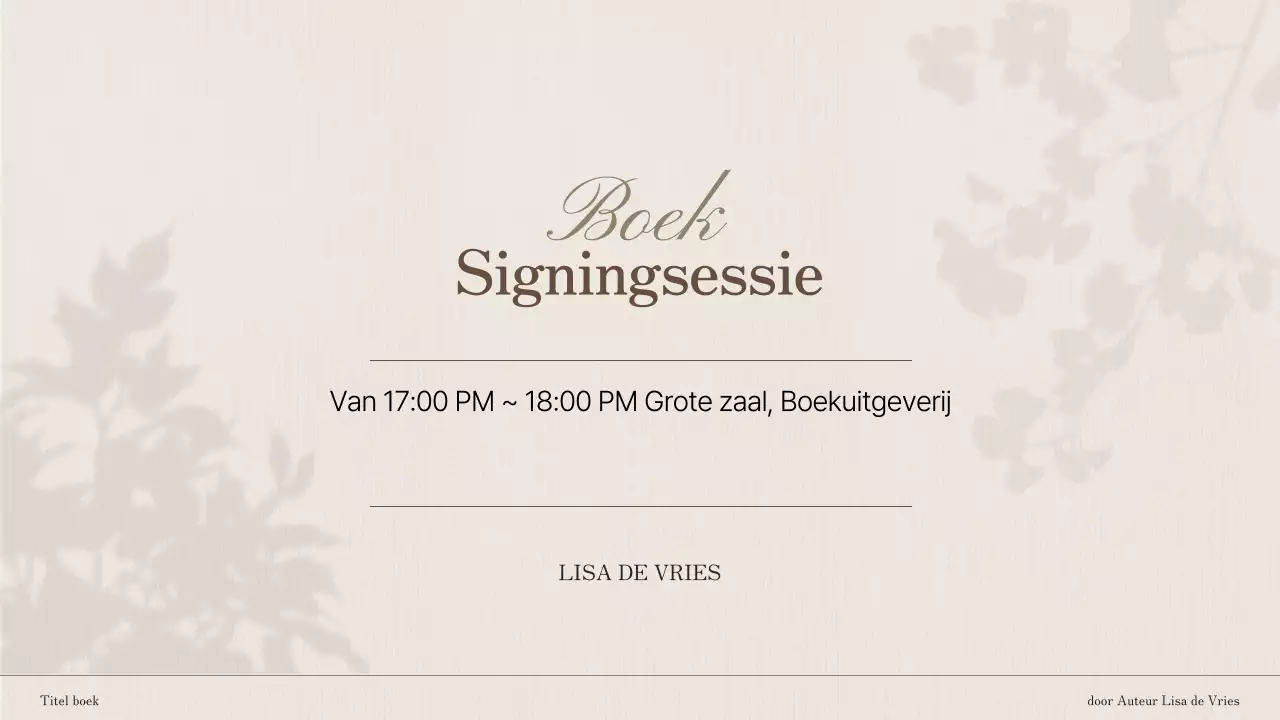 Boekpresentatie Bruin Wit Elegant