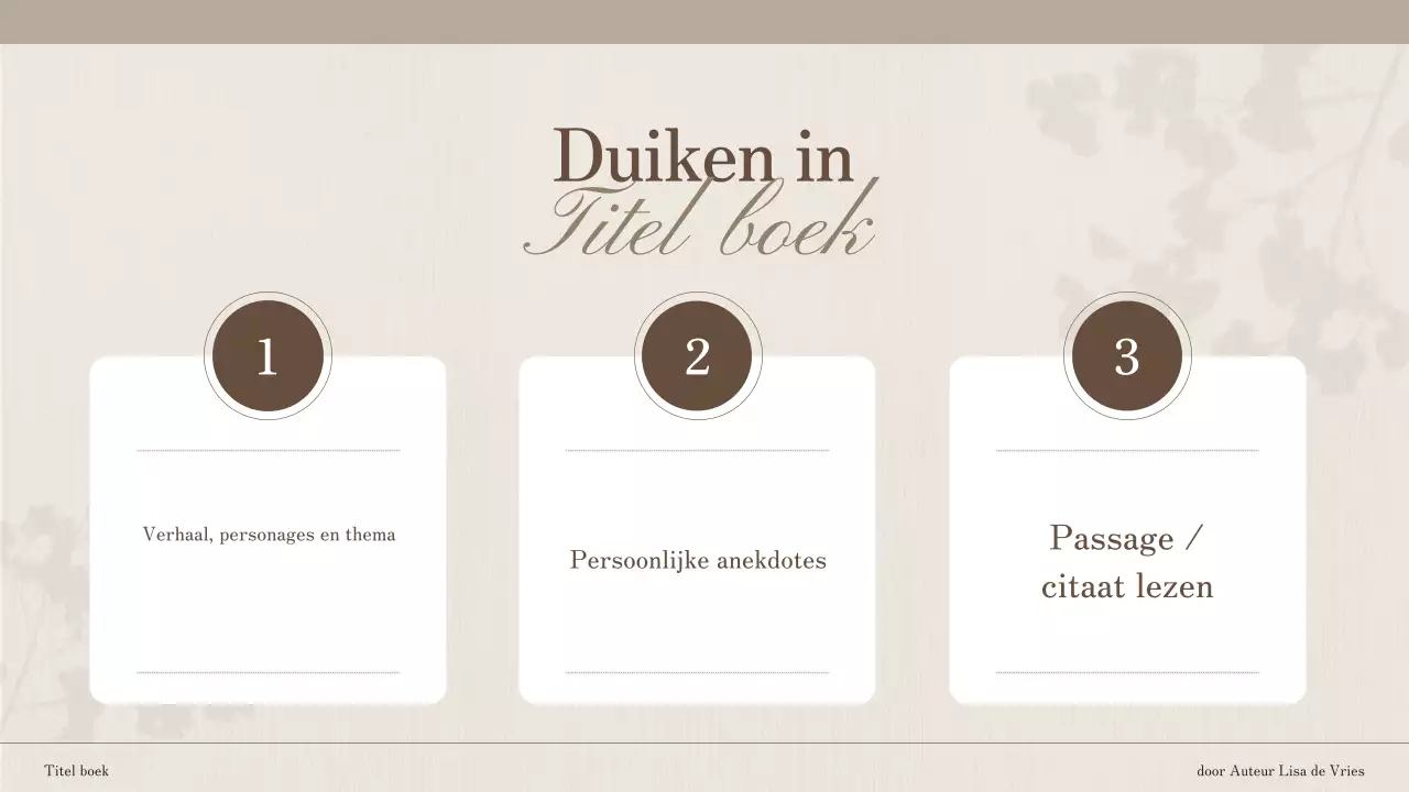 Boekpresentatie Bruin Wit Elegant