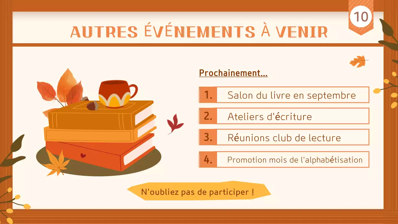 Marron et beige Guide de recommandations de livres pour l'automne