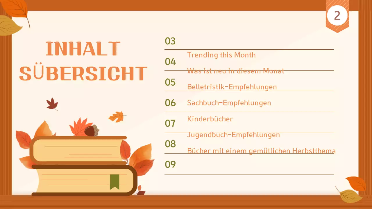 Braun und Beige Einfache Buchempfehlungen für den Herbst