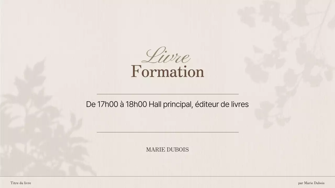 Introduction au lancement du livre Brown and White Elegant