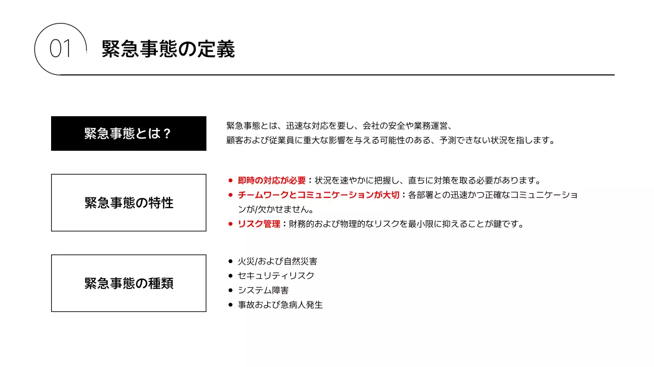 赤 シンプル 緊急 マニュアル