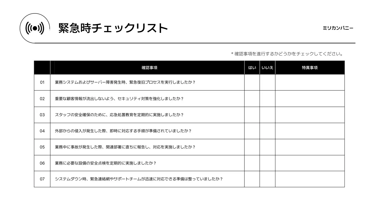 赤 シンプル 緊急 マニュアル
