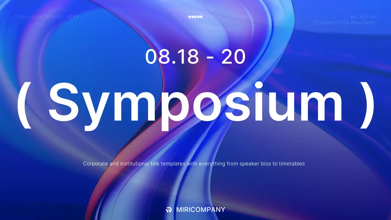 A modern symposium talk in blue and white Training deck