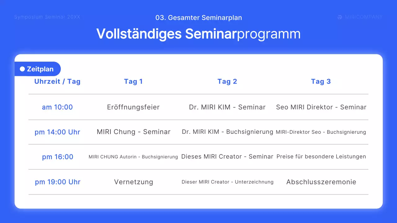 Ein moderner Symposiumsvortrag in Blau und Weiß Kursunterlagen