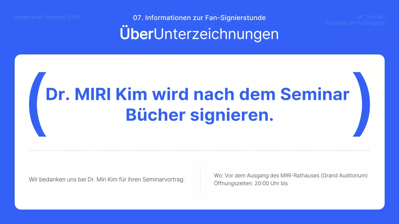 Ein moderner Symposiumsvortrag in Blau und Weiß Kursunterlagen