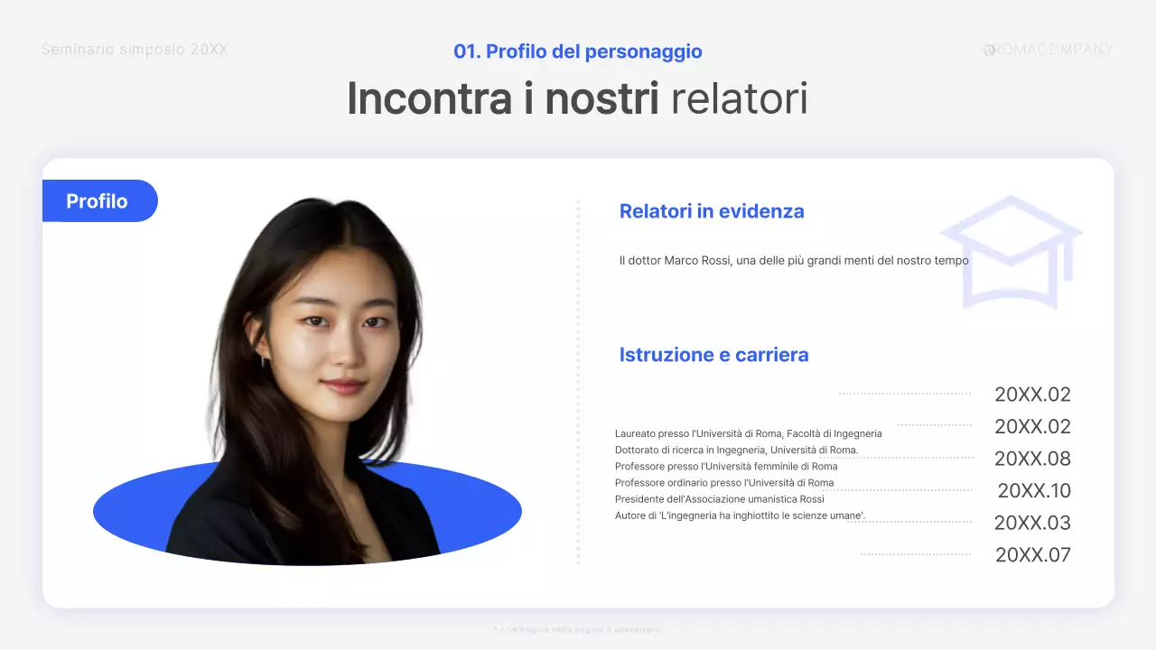 Un moderno discorso da simposio in blu e bianco Materiali del corso