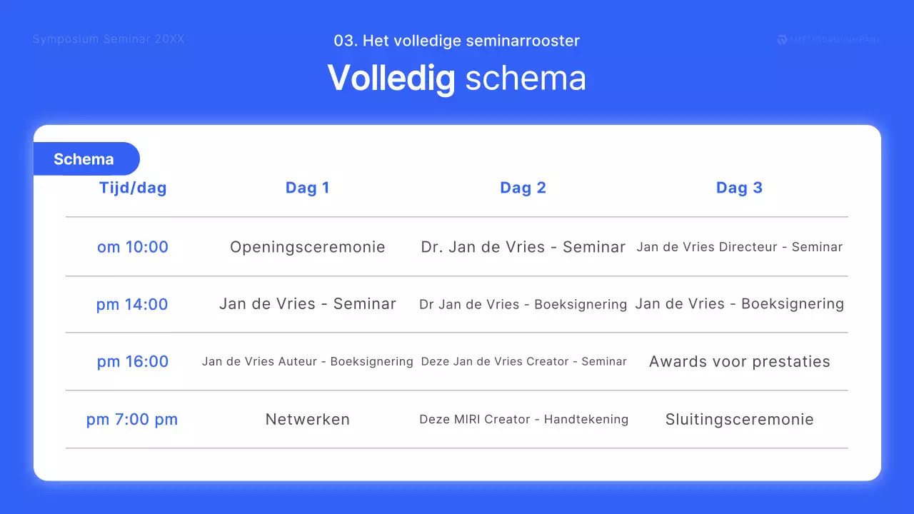 Een modern symposiumgesprek in blauw en wit Cursusmateriaal