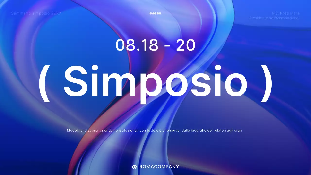 Un moderno discorso da simposio in blu e bianco Materiali del corso