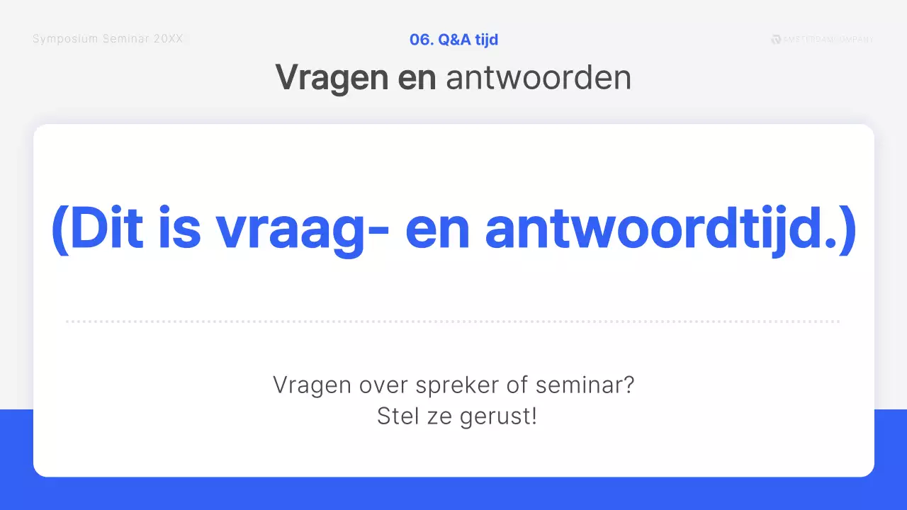 Een modern symposiumgesprek in blauw en wit Cursusmateriaal