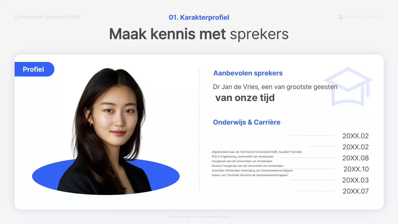 Een modern symposiumgesprek in blauw en wit Cursusmateriaal