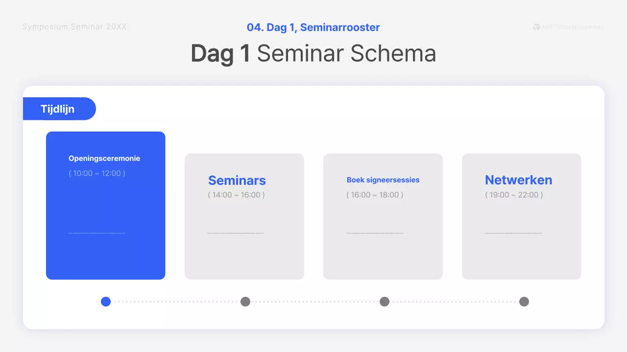 Een modern symposiumgesprek in blauw en wit Cursusmateriaal