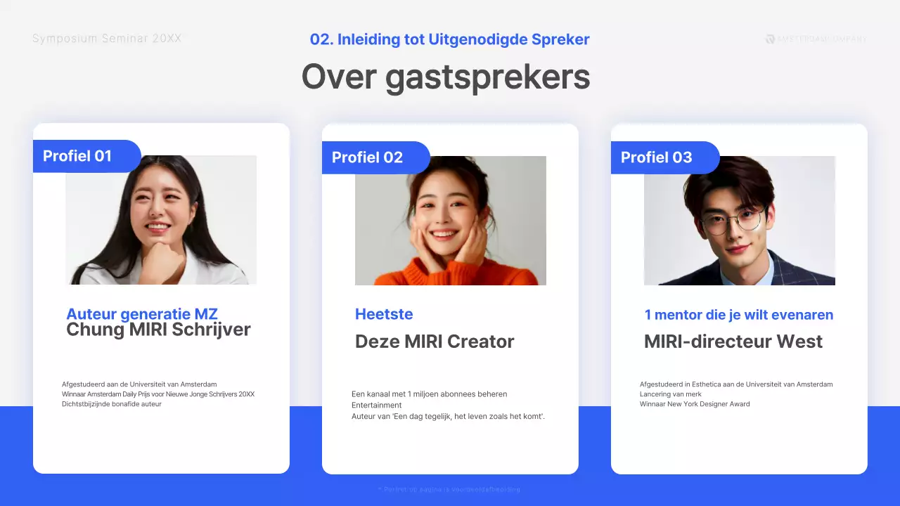 Een modern symposiumgesprek in blauw en wit Cursusmateriaal