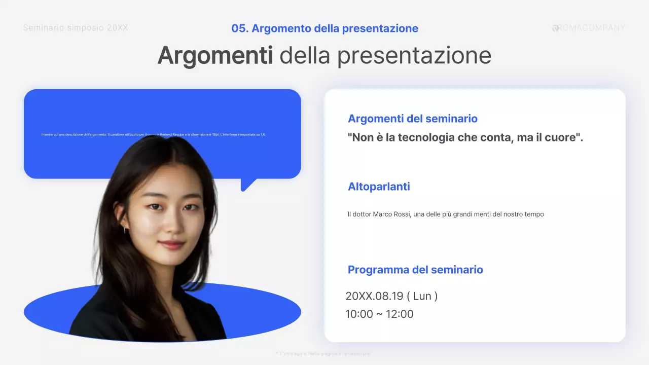 Un moderno discorso da simposio in blu e bianco Materiali del corso