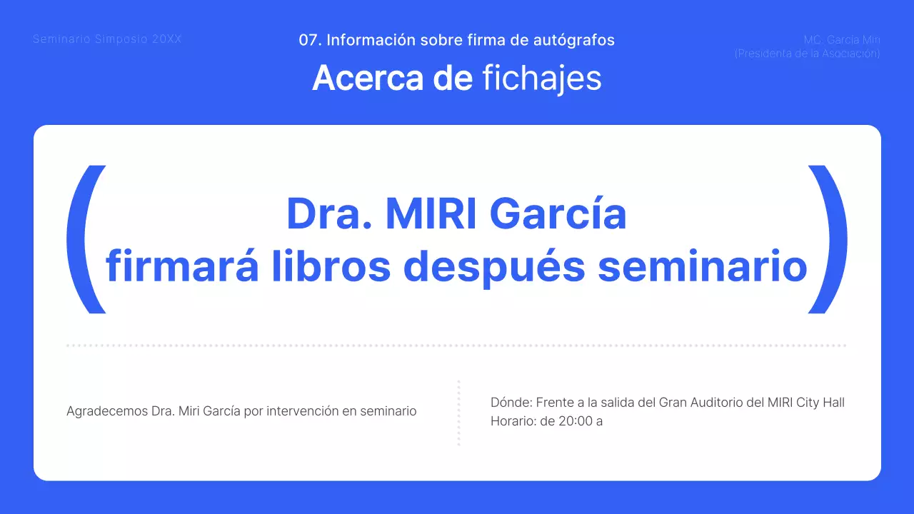 Una charla coloquio moderna en azul y blanco Material del curso