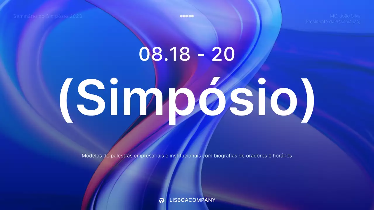 Um discurso de simpósio moderno em azul e branco Material didático