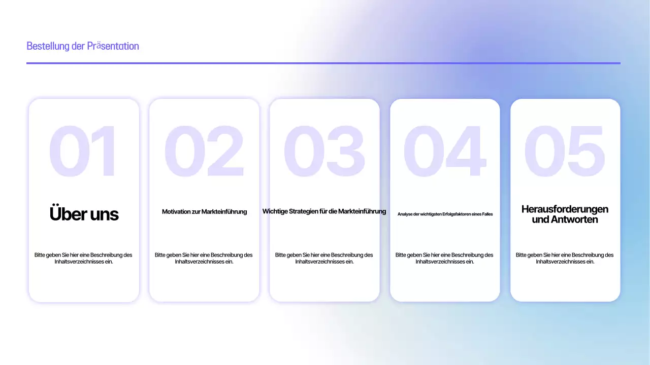 Planung einer Fallstudienpräsentation für ein einfaches blau-lila Markenseminar